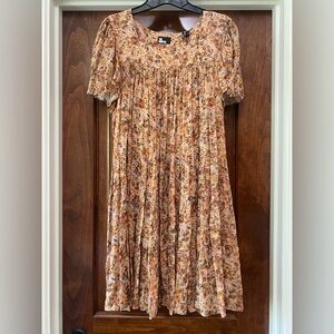 The Kooples Square-neck floral-print woven mini dress orange FR 2/US 6 MSRP 395